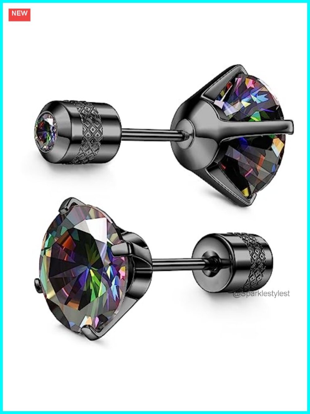Titanium Stud Earrings Hypoallergenic Screw Back 20G CZ for Sensitive Ears